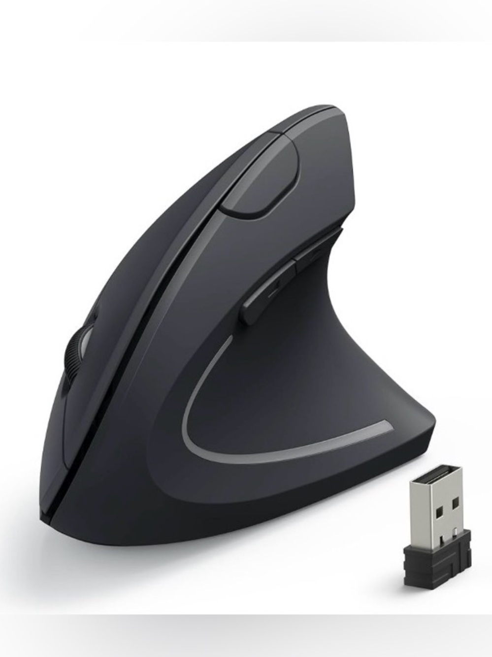 Anker 2.4G Wireless Vertical Ergonomic Mouse Black USB Receiver Included